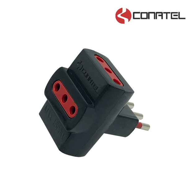 Imagen de ADAPTADOR 3 Tomas en 3 Líneas Negro CONATEL/VIVION