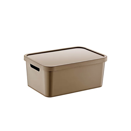 Imagen de CAJA Organizadora Plastica c/Tapa Marron 26x18x11cm h