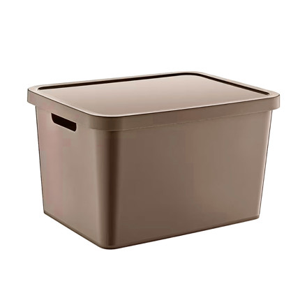 Imagen de CAJA Organizadora Plastica c/Tapa Marron 28x37x22cm h