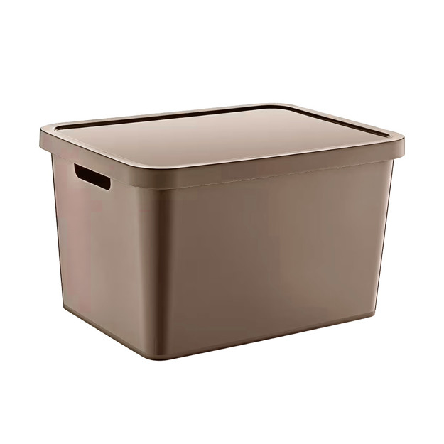 Imagen de CAJA Organizadora Plastica c/Tapa Marron 28x37x22cm h