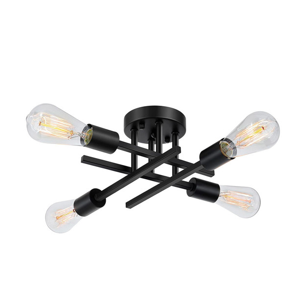Imagen de CENTRO 4 Luces E27 de Techo Barras Cruzadas Negro