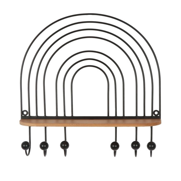 Imagen de REPISA Perchero x 6 Ganchos Metal y Madera 40x40x8.5cm