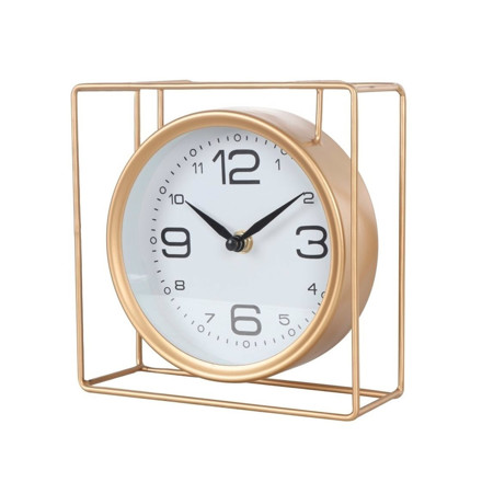 Imagen de RELOJ de Mesa Circulo en Cubo Dorado 18x18x7cm