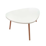 Imagen de MESA Centrica Triangular Blanca y Bamboo 99x70x46cm H