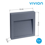 Imagen de APLIQUE Led 6w p/Escalera Cuad. Gris Frio 12.5cm