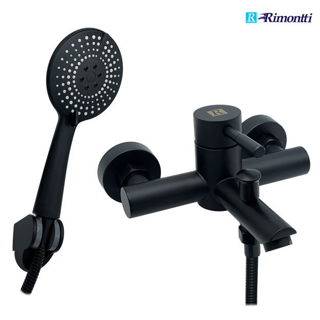 Imagen de BAÑERA Monocomando Palito C.C 40mm Negro Rimontti 5 Años de Garantia