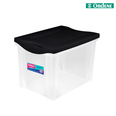 Imagen de CAJA Organizadora Plástica Transpartente T. Negra 30.5x42.5x30.7cm H
