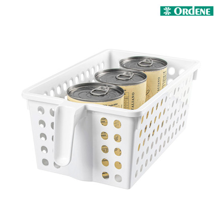 Imagen de CANASTO Organizador c/ Mango Rectang. Blanco 29.5x16.5x11.5Cm