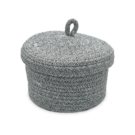 Imagen de Cesto Organizador con Tapa Gris Chico Ø20x13cm H