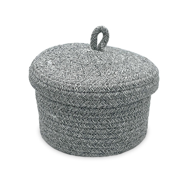 Imagen de Cesto Organizador con Tapa Gris Chico Ø20x13cm H