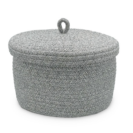 Imagen de Cesto Organizador con Tapa Gris Grande Ø26x17cm H