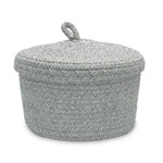 Imagen de Cesto Organizador con Tapa Gris Mediano Ø23x15cm H