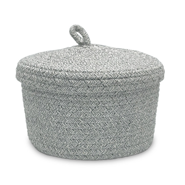 Imagen de Cesto Organizador con Tapa Gris Mediano Ø23x15cm H