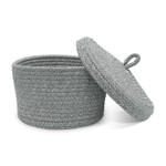 Imagen de Cesto Organizador con Tapa Gris Mediano Ø23x15cm H