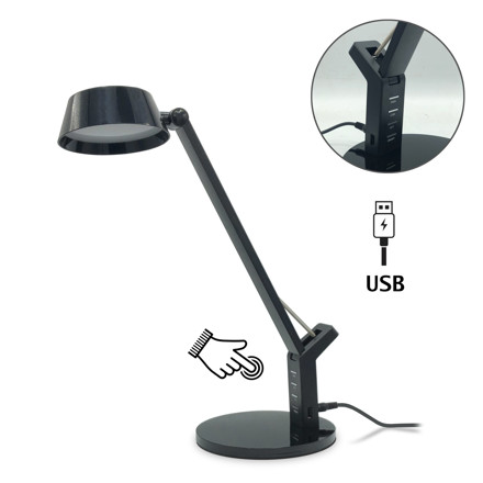 Imagen de LAMPARA Mesa Negra LED 8W c/puerto USB - Dimer - 2 tonos