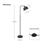 Imagen de LAMPARA de Pie Metal Negro 150cm H