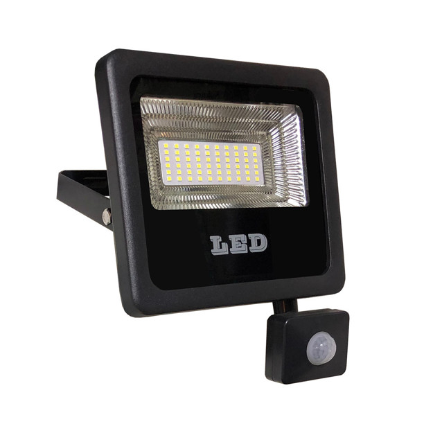 Imagen de LED Reflector 30w c/Sensor Negro Frio DENSE IP66