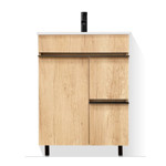 Imagen de M.Baño 60cm 1 Pta. 2 Caj c/Mesada Nevada Roble Tirador Negro