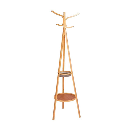 Imagen de PERCHERO de Pie Bamboo con canasto y estante 35x41x169cm H