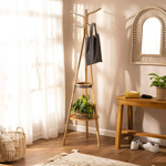 Imagen de PERCHERO de Pie Bamboo con canasto y estante 35x41x169cm H
