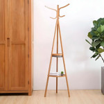 Imagen de PERCHERO de Pie Bamboo con canasto y estante 35x41x169cm H