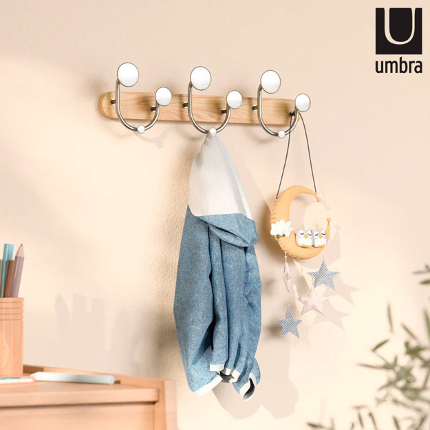 Imagen de PERCHERO Pared Melody 3 Ganchos Nat./Nkl UMBRA 42.9x7.5x12.7cm