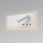 Imagen de APLIQUE Velador DIXON 9W+3W Blanco Derecho c/USB 25x11x11.5cm