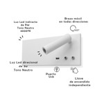 Imagen de APLIQUE Velador DIXON 9W+3W Blanco Derecho c/USB 25x11x11.5cm