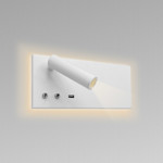 Imagen de APLIQUE Velador DIXON 9W+3W Blanco Izquierdo c/USB 25x11x11.5cm