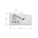 Imagen de APLIQUE Velador DIXON 9W+3W Blanco Izquierdo c/USB 25x11x11.5cm