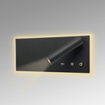 Imagen de APLIQUE Velador DIXON 9W+3W Negro Derecho c/USB 25x11x11.5cm