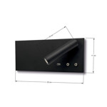 Imagen de APLIQUE Velador DIXON 9W+3W Negro Derecho c/USB 25x11x11.5cm
