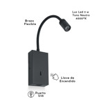 Imagen de APLIQUE Velador LED Negro 3 Watts c/USB 7.5x14x27.5cm h
