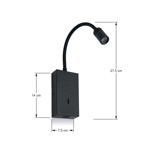 Imagen de APLIQUE Velador LED Negro 3 Watts c/USB 7.5x14x27.5cm h