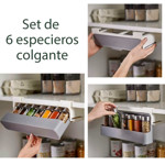 Imagen de SET 6 Especieros Colgantes Bco/Gris 32x6.5x13.5cm h