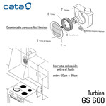 Imagen de TURBINA Cata Metal Cocina Negra CATA GS 600 - Ø110mm - 311.7m³/H - 37.5x31x12.5cm Prof