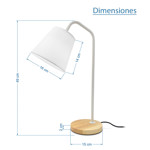 Imagen de LAMPARA Blanca Metal-Madera 49cm H