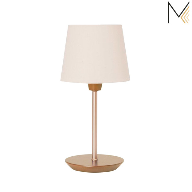 Imagen de LAMPARA de Mesa MADELUSTRE E27 Slim Blanco/Castaño Chica 35cmH Ø17cm