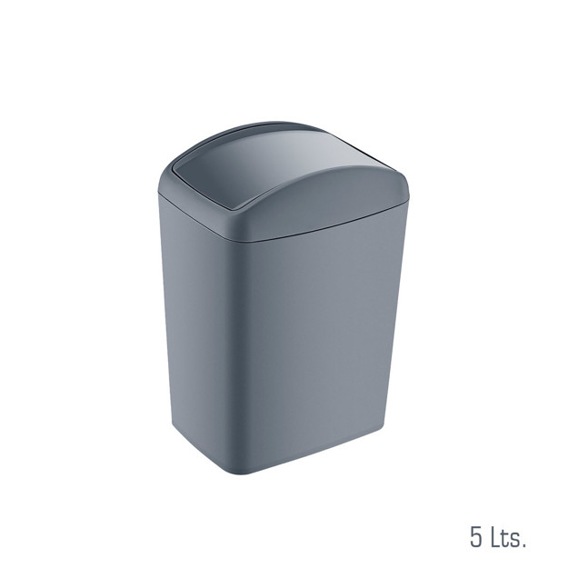 Imagen de PAPELERA 5Lts Plastica Vaiven Gris 13x18x25cm H