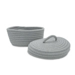 Imagen de Cesto Organizador Oval Chico con Tapa Gris 20x15x11cm H