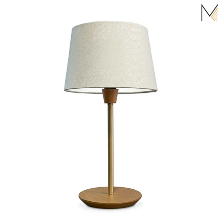 Imagen de LAMPARA de Mesa MADELUSTRE E27 Slim Blanco/Castaño Mediana Ø25cm x 45cm H