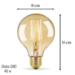 Imagen de LÁMPARA INCANDESCENTE Globo Vintage Ambar 40w E27-G80 Cálida