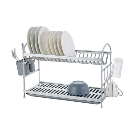 Imagen de ESCURREPLATOS 2 pisos Aluminio c/bandeja Grande 53x24x38cm H