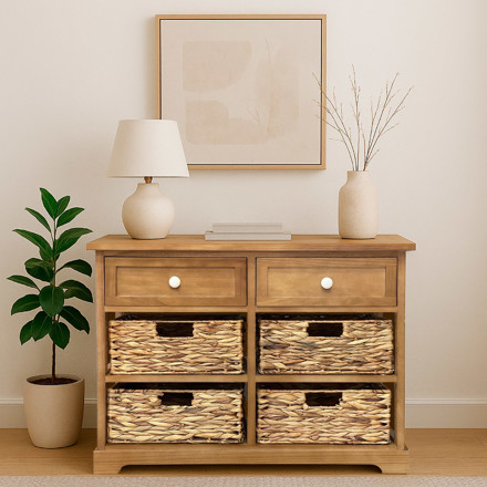 Imagen de MUEBLE 2 caj y 4 cestos Jacinto Madera Miel 67x29x62cm H