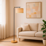 Imagen de LAMPARA de Pie c/Pant. Dorado Metal Negro 150cm H