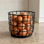 Imagen de ORGANIZADOR Calado Acero Negro y Bamboo Ø12-16x18cm H