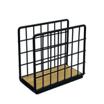 Imagen de SERVILLETERO Calado Acero Negro y Bamboo 16x7cm/ 14.5cm