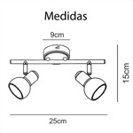 Imagen de Spot RONI 2 Luces GU10 Acero/Mad.L:25cm