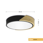 Imagen de PANEL LED 12W Calido Negro-Madera Ø23cm