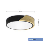 Imagen de PANEL LED 12W Frio Negro-Madera Ø23cm